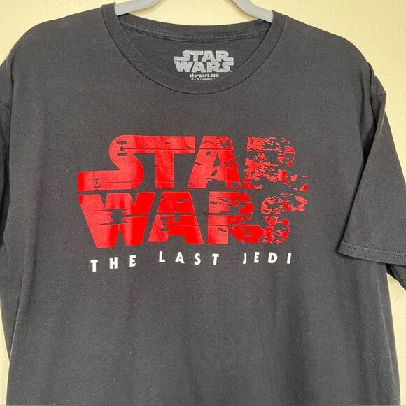 Star Wars The Last Jedi Black T-Shirt Crew Neck Short Sleeve Cotton Men Size XL - Picture 4 of 10